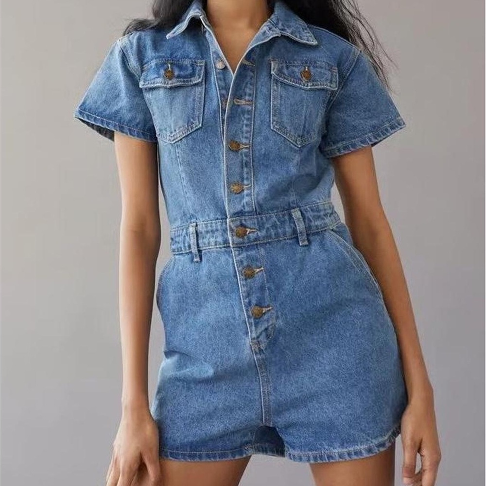 Lioness Urban Oufitters Denim Shorts Romper